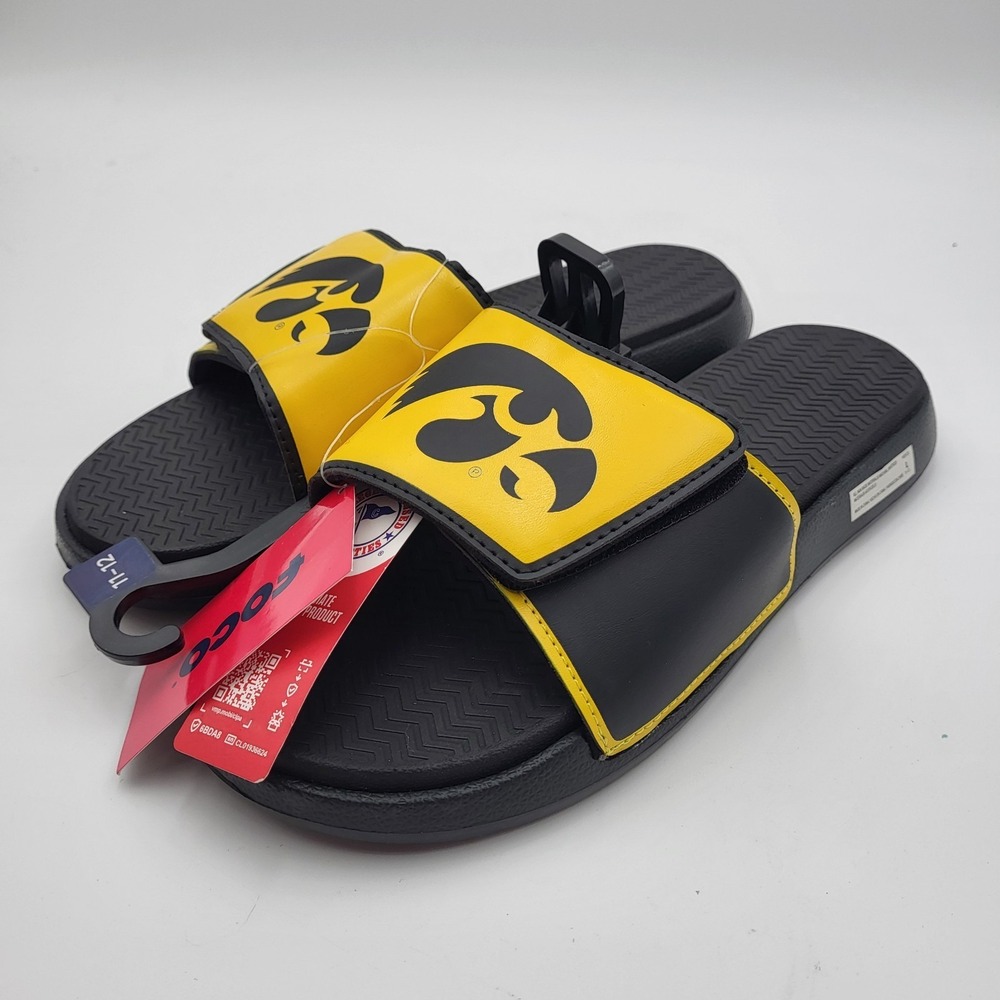 Iowa Hawkeyes Big Logo Dual Layer Sole Slides FOCO Men's Large 11-12 Black